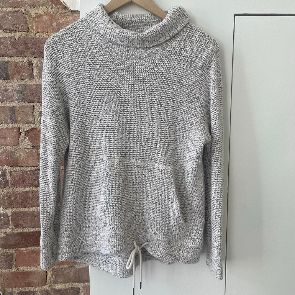 M Textured Pullover Womens Medium Oatmeal Cowl Neck Sweater Thumbhole Pocket